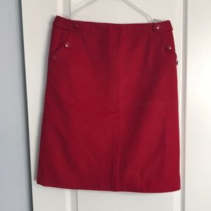 JCrew Red Wool Pencil Skirt